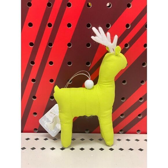 Target Fabric Puffer Deer Christmas Tree Ornament Yellow Wondershop™ - Picture 2 of 3